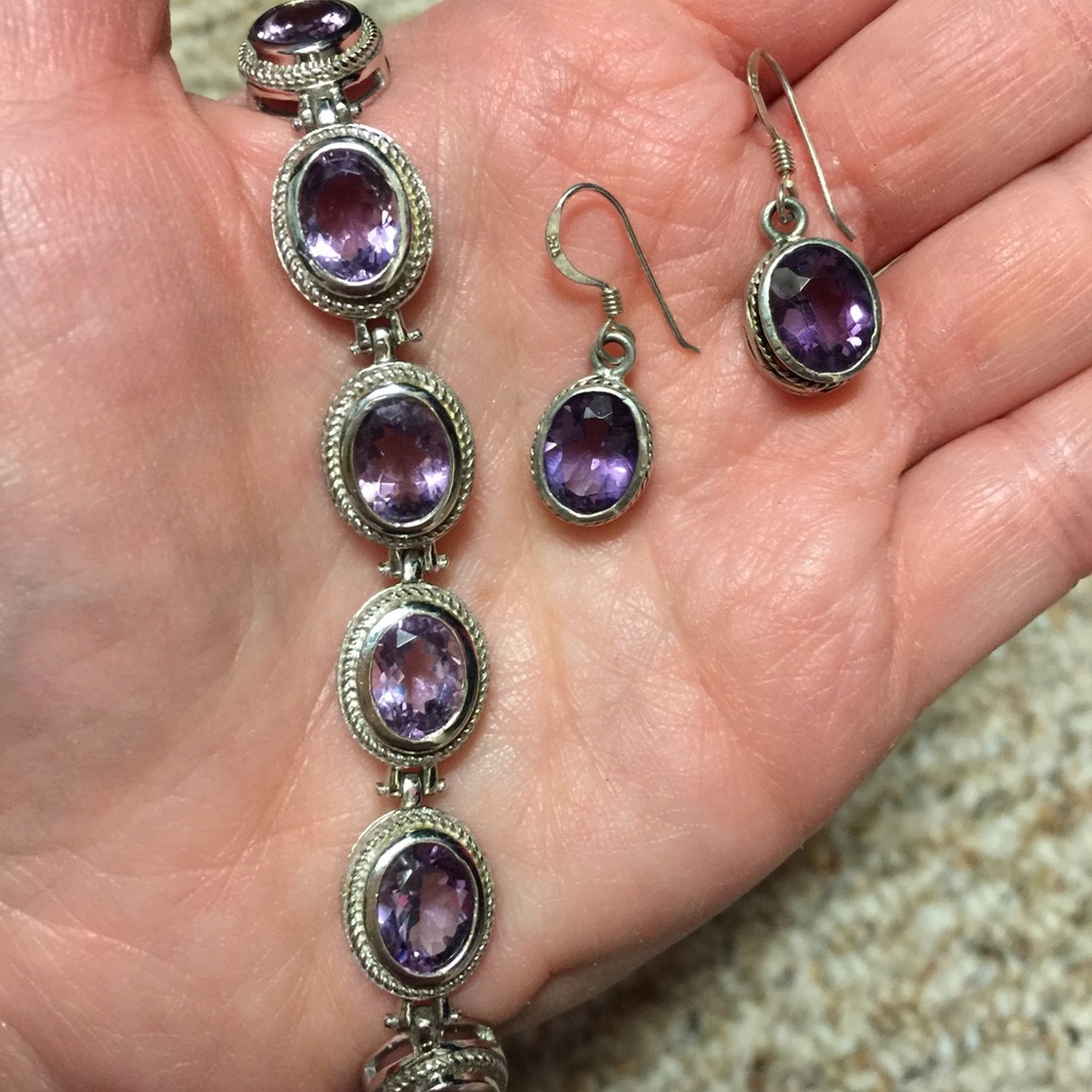 Amethyst bracelet & matching earrings